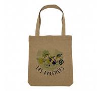 Fabulous Sac Shopping Tote Bag Aspect Lin - Les Pyrénées Peloton Vélo France Cyclisme Tour Montagnes - Sac de Courses Toile Epaisse 360g Beige Naturel Cabas Porté Epaule Solide Imprimé en France