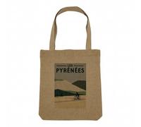 Fabulous Sac Shopping Tote Bag Aspect Lin - Les Pyrénées Vélo France Cyclisme Tour Montagnes - Sac de Courses Toile Epaisse 360g Beige Naturel Cabas Porté Epaule Solide Imprimé en France