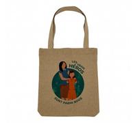 Fabulous Sac Shopping Tote Bag Aspect Lin - Les Vrais Héros - Assistante sociale Métier Sac de Courses Toile Epaisse 360g Beige Naturel Cabas Porté Epaule Solide Imprimé en France