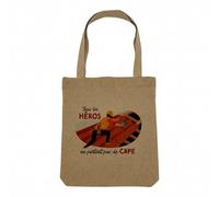 Fabulous Sac Shopping Tote Bag Aspect Lin - Les Vrais Héros - Bricoleur Couvreur Métier Sac de Courses Toile Epaisse 360g Beige Naturel Cabas Porté Epaule Solide Imprimé en France