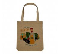Fabulous Sac Shopping Tote Bag Aspect Lin - Les Vrais Héros - Eboueur Métier Sac de Courses Toile Epaisse 360g Beige Naturel Cabas Porté Epaule Solide Imprimé en France