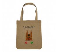 Fabulous Sac Shopping Tote Bag Aspect Lin - L'Espagne M'Appelle Barcelone Sagrada Familia - Sac de Courses Toile Epaisse 360g Beige Naturel Cabas Porté Epaule Solide Imprimé en France