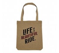 Fabulous Sac Shopping Tote Bag Aspect Lin - Life is a Beautiful Ride Motorcycle Big Bike Cafe Racer - Sac de Courses Toile Epaisse 360g Beige Naturel Cabas Porté Epaule Solide Imprimé en France