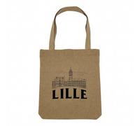 Fabulous Sac Shopping Tote Bag Aspect Lin - Lille Minimalist Ville France Nord Histoire - Sac de Courses Toile Epaisse 360g Beige Naturel Cabas Porté Epaule Solide Imprimé en France