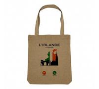 Fabulous Sac Shopping Tote Bag Aspect Lin - L'Irlande M'Appelle Culture Patrimoine Voyage - Sac de Courses Toile Epaisse 360g Beige Naturel Cabas Porté Epaule Solide Imprimé en France