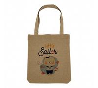 Fabulous Sac Shopping Tote Bag Aspect Lin - Little Sailor Drawing Illustration Boat Sea - Sac de Courses Toile Epaisse 360g Beige Naturel Cabas Porté Epaule Solide Imprimé en France