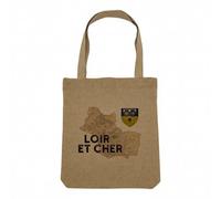 Fabulous Sac Shopping Tote Bag Aspect Lin - Loir et Cher 41 Departement Blois Carte Ancienne - Sac de Courses Toile Epaisse 360g Beige Naturel Cabas Porté Epaule Solide Imprimé en France
