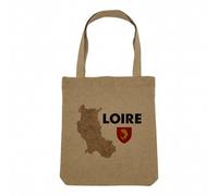 Fabulous Sac Shopping Tote Bag Aspect Lin - Loire 42 Département Saint Etienne Carte Ancienne Rare - Sac de Courses Toile Epaisse 360g Beige Naturel Cabas Porté Epaule Solide Imprimé en France