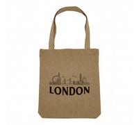 Fabulous Sac Shopping Tote Bag Aspect Lin - London Minimalist Londres Voyage Angleterre - Sac de Courses Toile Epaisse 360g Beige Naturel Cabas Porté Epaule Solide Imprimé en France