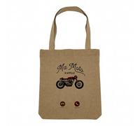 Fabulous Sac Shopping Tote Bag Aspect Lin - Ma Moto M'Appelle Passion Gros Cylindre Cafe Racer - Sac de Courses Toile Epaisse 360g Beige Naturel Cabas Porté Epaule Solide Imprimé en France