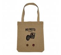 Fabulous Sac Shopping Tote Bag Aspect Lin - Ma Moto M'Appelle Passion Rétro Cruiser - Sac de Courses Toile Epaisse 360g Beige Naturel Cabas Porté Epaule Solide Imprimé en France