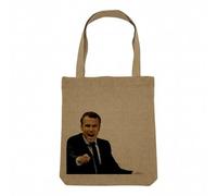 Fabulous Sac Shopping Tote Bag Aspect Lin - Macron en Colere President France Humour Meme - Sac de Courses Toile Epaisse 360g Beige Naturel Cabas Porté Epaule Solide Imprimé en France