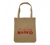 Fabulous Sac Shopping Tote Bag Aspect Lin - Madrid Minimaliste Voyage Culture Artiste Espagne - Sac de Courses Toile Epaisse 360g Beige Naturel Cabas Porté Epaule Solide Imprimé en France