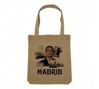 Fabulous Sac Shopping Tote Bag Aspect Lin - Madrid Vintage Voyage Culture Artiste Espagne - Sac de Courses Toile Epaisse 360g Beige Naturel Cabas Porté Epaule Solide Imprimé en France