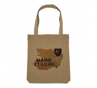 Fabulous Sac Shopping Tote Bag Aspect Lin - Maine et Loire 49 Departement Angers Carte Ancienne - Sac de Courses Toile Epaisse 360g Beige Naturel Cabas Porté Epaule Solide Imprimé en France