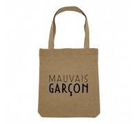 Fabulous Sac Shopping Tote Bag Aspect Lin - Mauvais Garçon Humour France Homme - Sac de Courses Toile Epaisse 360g Beige Naturel Cabas Porté Epaule Solide Imprimé en France