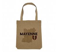 Fabulous Sac Shopping Tote Bag Aspect Lin - Mayenne 53 Departement Laval Carte Ancienne Pays de Loire - Sac de Courses Toile Epaisse 360g Beige Naturel Cabas Porté Epaule Solide Imprimé en France