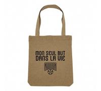 Fabulous Sac Shopping Tote Bag Aspect Lin - Mon seul But dans la Vie Sport Foot Ballon Buteur - Sac de Courses Toile Epaisse 360g Beige Naturel Cabas Porté Epaule Solide Imprimé en France