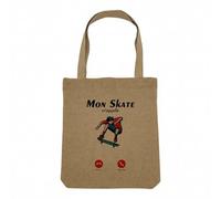 Fabulous Sac Shopping Tote Bag Aspect Lin - Mon Skate M'Appelle Passion Culture - Sac de Courses Toile Epaisse 360g Beige Naturel Cabas Porté Epaule Solide Imprimé en France