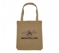Fabulous Sac Shopping Tote Bag Aspect Lin - Montpellier Minimalist Ville France Sud Patrimoine - Sac de Courses Toile Epaisse 360g Beige Naturel Cabas Porté Epaule Solide Imprimé en France