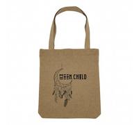 Fabulous Sac Shopping Tote Bag Aspect Lin - Moon Child Ciel Etoiles Natures Lune - Sac de Courses Toile Epaisse 360g Beige Naturel Cabas Porté Epaule Solide Imprimé en France