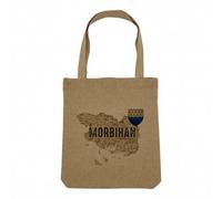Fabulous Sac Shopping Tote Bag Aspect Lin - Morbihan 56 Département Vannes Carte Ancienne Bretagne - Sac de Courses Toile Epaisse 360g Beige Naturel Cabas Porté Epaule Solide Imprimé en France