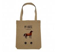 Fabulous Sac Shopping Tote Bag Aspect Lin - My Horse Is Calling Me Animals Passion - Sac de Courses Toile Epaisse 360g Beige Naturel Cabas Porté Epaule Solide Imprimé en France