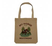 Fabulous Sac Shopping Tote Bag Aspect Lin - My Horse is My Bestfriend Horseback riding - Sac de Courses Toile Epaisse 360g Beige Naturel Cabas Porté Epaule Solide Imprimé en France