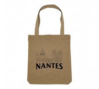 Fabulous Sac Shopping Tote Bag Aspect Lin - Nantes Minimalist France Ville Ouest Château - Sac de Courses Toile Epaisse 360g Beige Naturel Cabas Porté Epaule Solide Imprimé en France