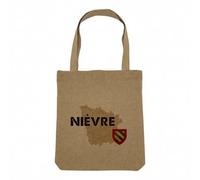 Fabulous Sac Shopping Tote Bag Aspect Lin - Nièvre 58 Département Nevers Carte Ancienne Rare - Sac de Courses Toile Epaisse 360g Beige Naturel Cabas Porté Epaule Solide Imprimé en France