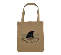 Fabulous Sac Shopping Tote Bag Aspect Lin - No Fins, No Future Ecology Shark Sea - Sac de Courses Toile Epaisse 360g Beige Naturel Cabas Porté Epaule Solide Imprimé en France