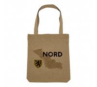 Fabulous Sac Shopping Tote Bag Aspect Lin - Nord 59 Departement Ch'ti Lille Carte Ancienne - Sac de Courses Toile Epaisse 360g Beige Naturel Cabas Porté Epaule Solide Imprimé en France