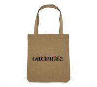 Fabulous Sac Shopping Tote Bag Aspect Lin - Orchidée Fleurs Minimaliste Chic Jardin Amour - Sac de Courses Toile Epaisse 360g Beige Naturel Cabas Porté Epaule Solide Imprimé en France