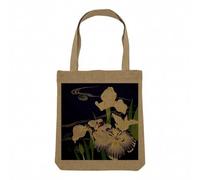 Fabulous Sac Shopping Tote Bag Aspect Lin - Orchidés Bleu Style Japonais Illustration Traditionel Design - Sac de Courses Toile Epaisse 360g Beige Naturel Cabas Porté Epaule Solide Imprimé en France