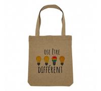 Fabulous Sac Shopping Tote Bag Aspect Lin - Ose Etre Différent LGBTQ+ Gay Lesbien Trans - Sac de Courses Toile Epaisse 360g Beige Naturel Cabas Porté Epaule Solide Imprimé en France