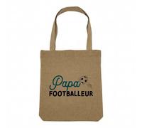 Fabulous Sac Shopping Tote Bag Aspect Lin - Papa Footballeur Sport Football Ballon Père - Sac de Courses Toile Epaisse 360g Beige Naturel Cabas Porté Epaule Solide Imprimé en France
