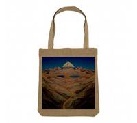 Fabulous Sac Shopping Tote Bag Aspect Lin - Peinture Mont Kailash Devi Montagne Sacre Dieux Inde - Sac de Courses Toile Epaisse 360g Beige Naturel Cabas Porté Epaule Solide Imprimé en France