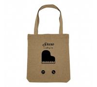 Fabulous Sac Shopping Tote Bag Aspect Lin - Piano Is Calling Me Classical Music Musician - Sac de Courses Toile Epaisse 360g Beige Naturel Cabas Porté Epaule Solide Imprimé en France