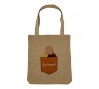 Fabulous Sac Shopping Tote Bag Aspect Lin - Poche Surprise Gourmand Glace Illustration Dessert - Sac de Courses Toile Epaisse 360g Beige Naturel Cabas Porté Epaule Solide Imprimé en France