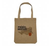 Fabulous Sac Shopping Tote Bag Aspect Lin - Pyrénées Orientales 66 Département Perpignan Carte Ancienne - Sac de Courses Toile Epaisse 360g Beige Naturel Cabas Porté Epaule Solide Imprimé en France