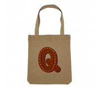 Fabulous Sac Shopping Tote Bag Aspect Lin - Q Quentin Lettre Alphabet Prénom Noel Enfant - Sac de Courses Toile Epaisse 360g Beige Naturel Cabas Porté Epaule Solide Imprimé en France