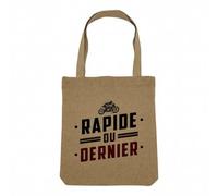Fabulous Sac Shopping Tote Bag Aspect Lin - Rapide ou Dernier Moto Course Cafe Racer - Sac de Courses Toile Epaisse 360g Beige Naturel Cabas Porté Epaule Solide Imprimé en France