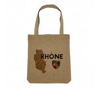 Fabulous Sac Shopping Tote Bag Aspect Lin - Rhone 69 Departement Lyon Carte Ancienne Rare - Sac de Courses Toile Epaisse 360g Beige Naturel Cabas Porté Epaule Solide Imprimé en France