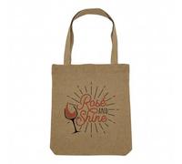 Fabulous Sac Shopping Tote Bag Aspect Lin - Rosé and Shine - Rise and Shine Wine Pun Sac de Courses Toile Epaisse 360g Beige Naturel Cabas Porté Epaule Solide Imprimé en France