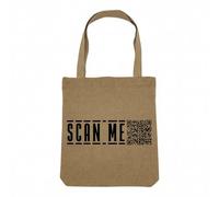 Fabulous Sac Shopping Tote Bag Aspect Lin - Scan Me QR Code - Sac de Courses Toile Epaisse 360g Beige Naturel Cabas Porté Epaule Solide Imprimé en France