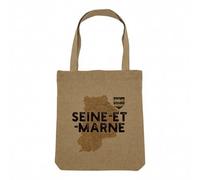 Fabulous Sac Shopping Tote Bag Aspect Lin - Seine et Marne 77 Departement Melun Carte Ancienne Paris - Sac de Courses Toile Epaisse 360g Beige Naturel Cabas Porté Epaule Solide Imprimé en France