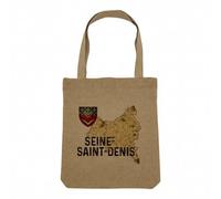 Fabulous Sac Shopping Tote Bag Aspect Lin - Seine Saint Denis 93 Departement Ile de France Paris - Sac de Courses Toile Epaisse 360g Beige Naturel Cabas Porté Epaule Solide Imprimé en France