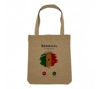 Fabulous Sac Shopping Tote Bag Aspect Lin - Sénégal Is Calling Me Lion Savannah Flag - Sac de Courses Toile Epaisse 360g Beige Naturel Cabas Porté Epaule Solide Imprimé en France