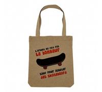 Fabulous Sac Shopping Tote Bag Aspect Lin - Skate - L'argent ne Fait Pas le Bonheur Skateboard Sac de Courses Toile Epaisse 360g Beige Naturel Cabas Porté Epaule Solide Imprimé en France