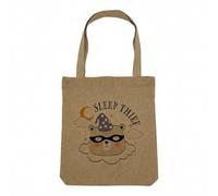 Fabulous Sac Shopping Tote Bag Aspect Lin - Sleep Thief Bear Drawing Illustration Animals - Sac de Courses Toile Epaisse 360g Beige Naturel Cabas Porté Epaule Solide Imprimé en France